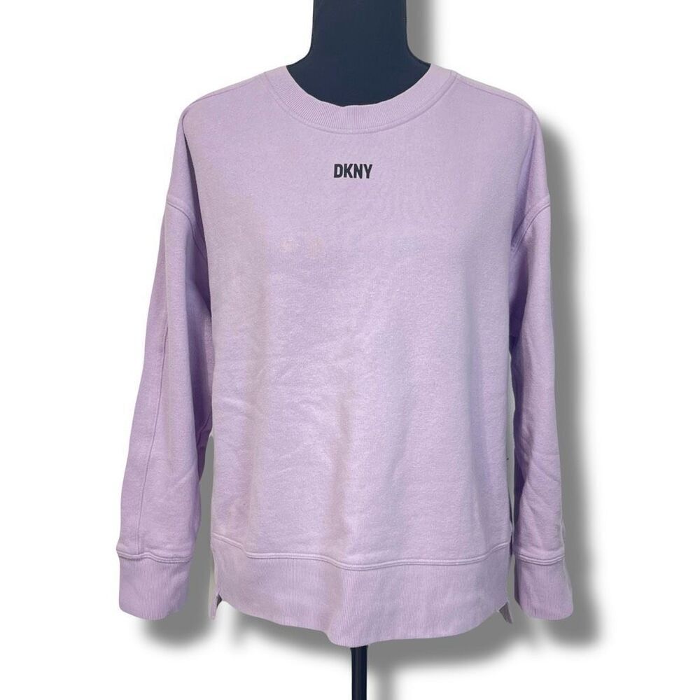 DKNY Semi-Cropped Crew Neck Sweatshirt Size Medium Purple